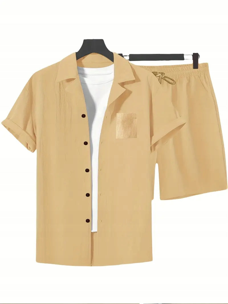 Męski Letni Zestaw Old Money Koszula i Szorty Plażowe - Old Money