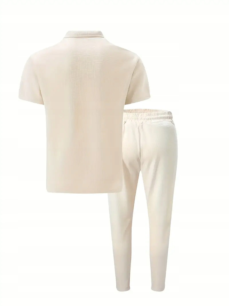 Zestaw Koszulka Polo Quarter Zip + Długie Spodnie - Old Money