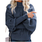 Damski Sweter z Półgolfem Geometryczny - Old Money