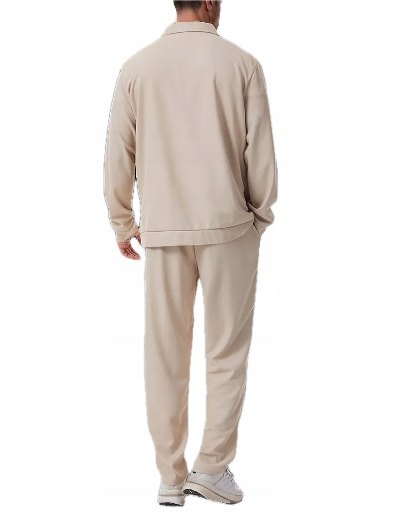 Sportowy Komplet Męski Bluza na Zamek + Spodnie w Kant - Old Money