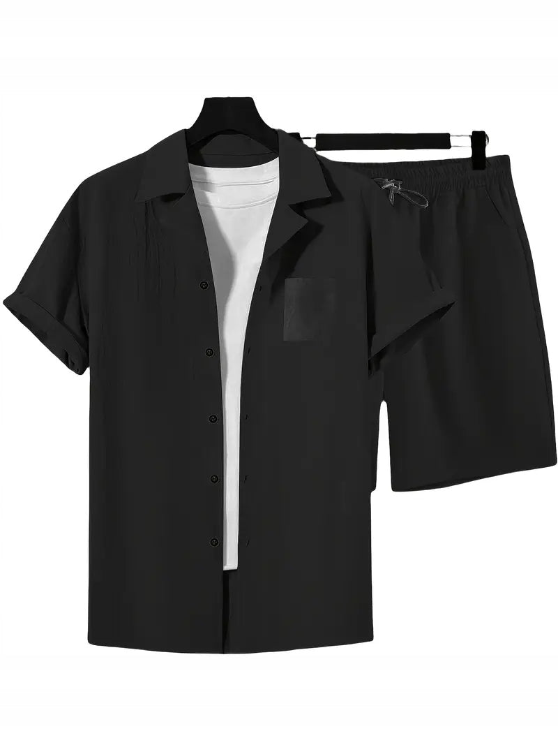 Męski Letni Zestaw Old Money Koszula i Szorty Plażowe - Old Money