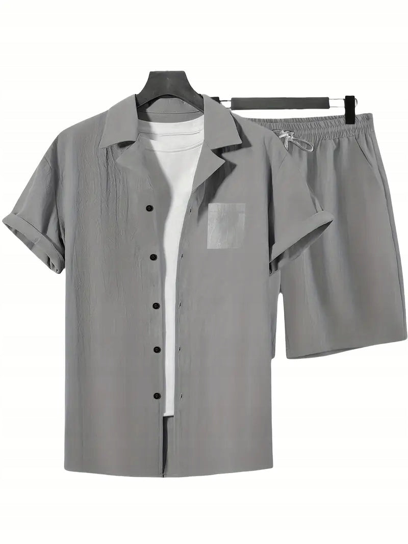 Męski Letni Zestaw Old Money Koszula i Szorty Plażowe - Old Money