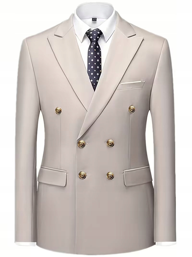 Męski Elegancki Garnitur Dwurzędowy z Wiskozą - Old Money