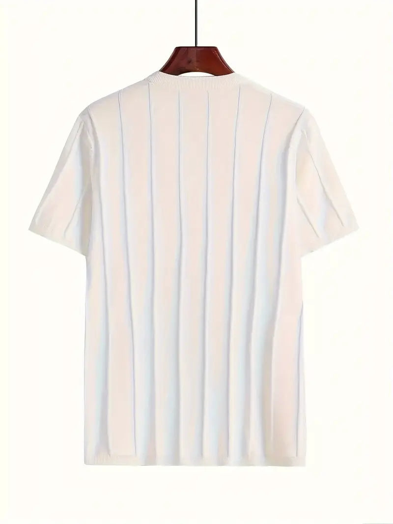 Koszulka Męska Bawełna Tekstura Klasyka - Old Money