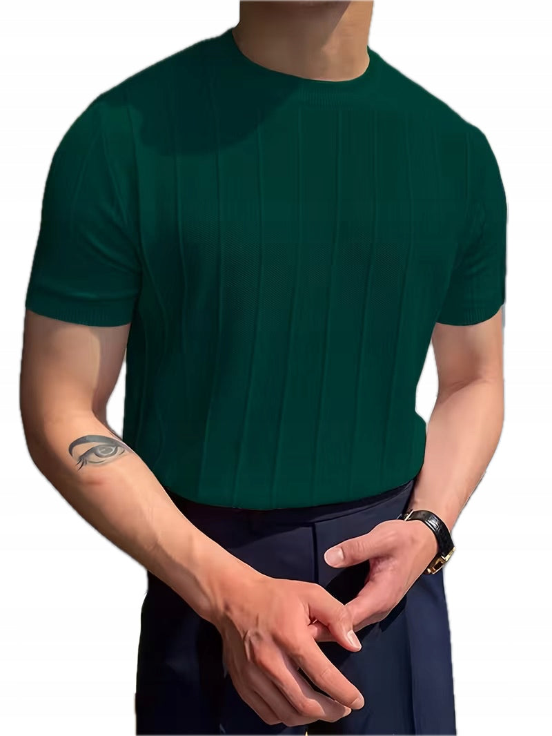 Koszulka Męska Bawełna Tekstura Klasyka - Old Money