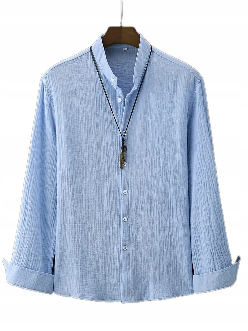 Męska Koszula z Kołnierzykiem Mandaryńskim - Old Money