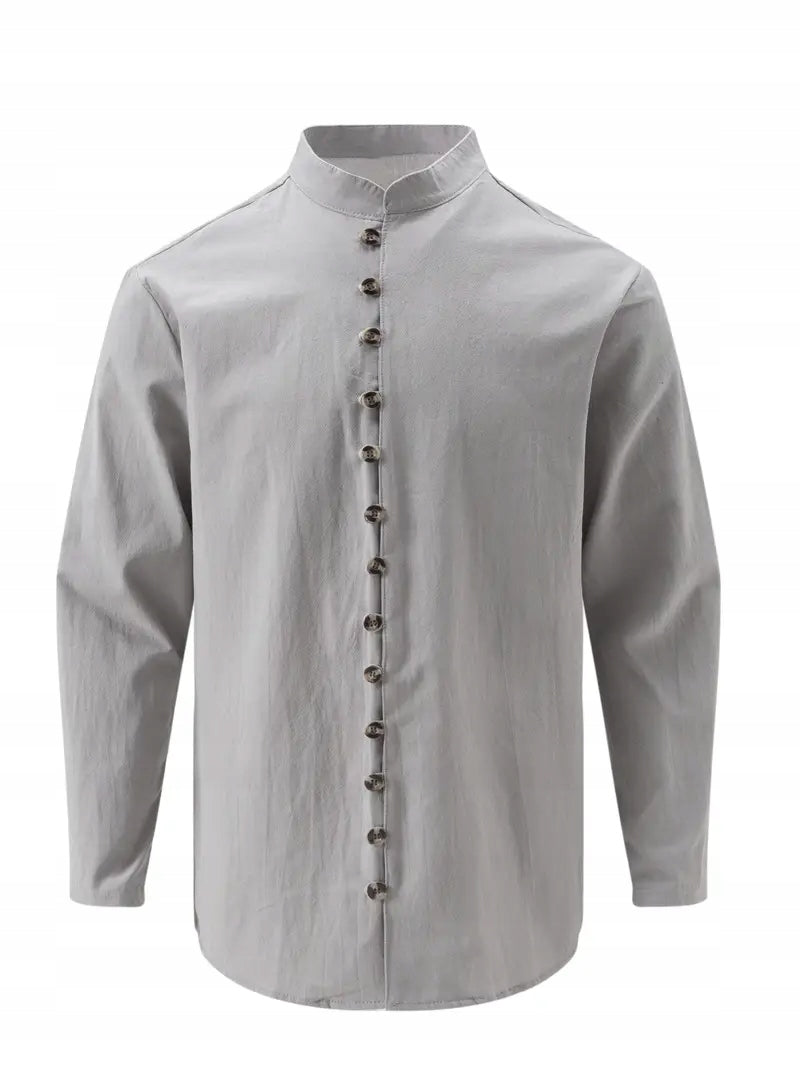 Męska Bawełniana Koszula Vintage z Długim Rękawem - Old Money