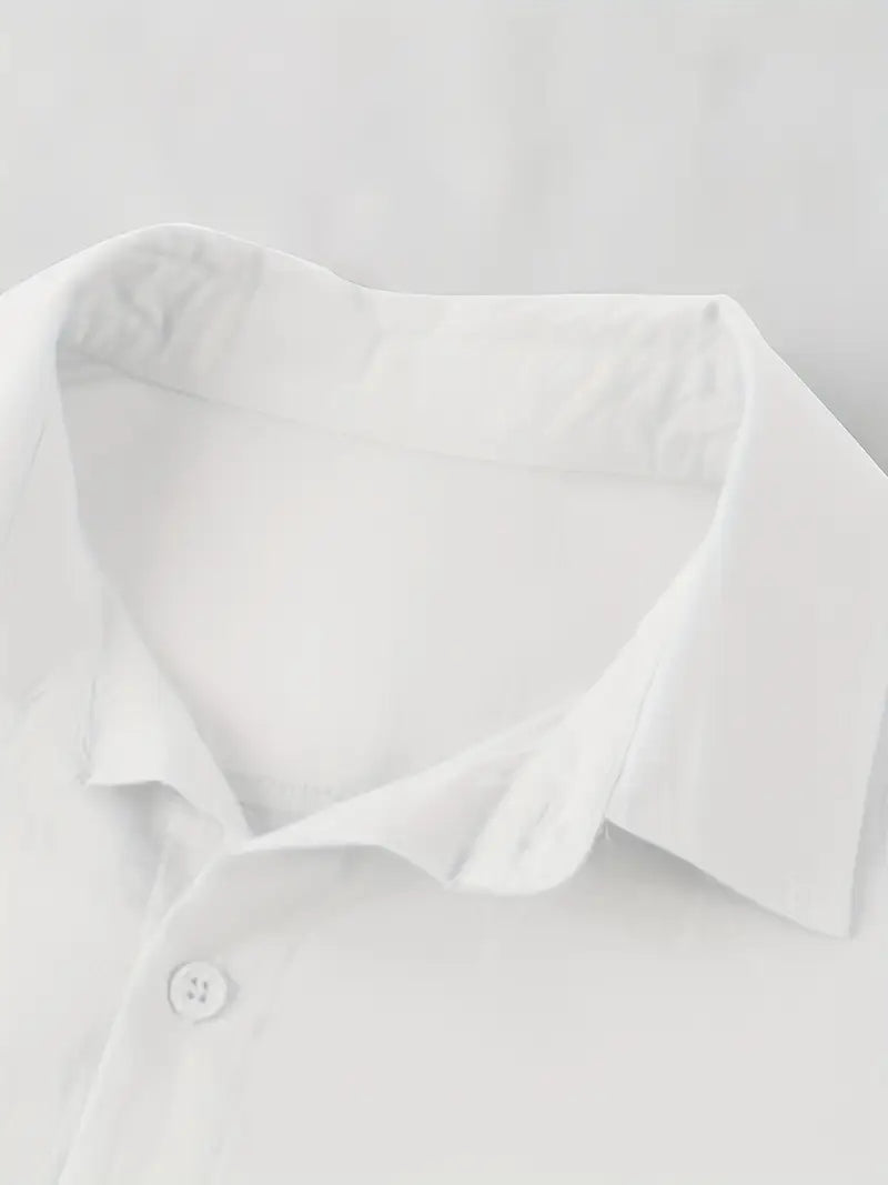 Męska Koszula Wakacyjna z Długim Rękawem Bawełniano-Lniana - Old Money