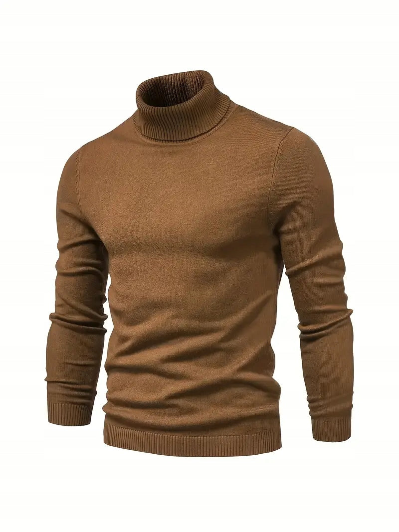 Męski Sweter Golf Wiskoza, Slim Fit - Old Money