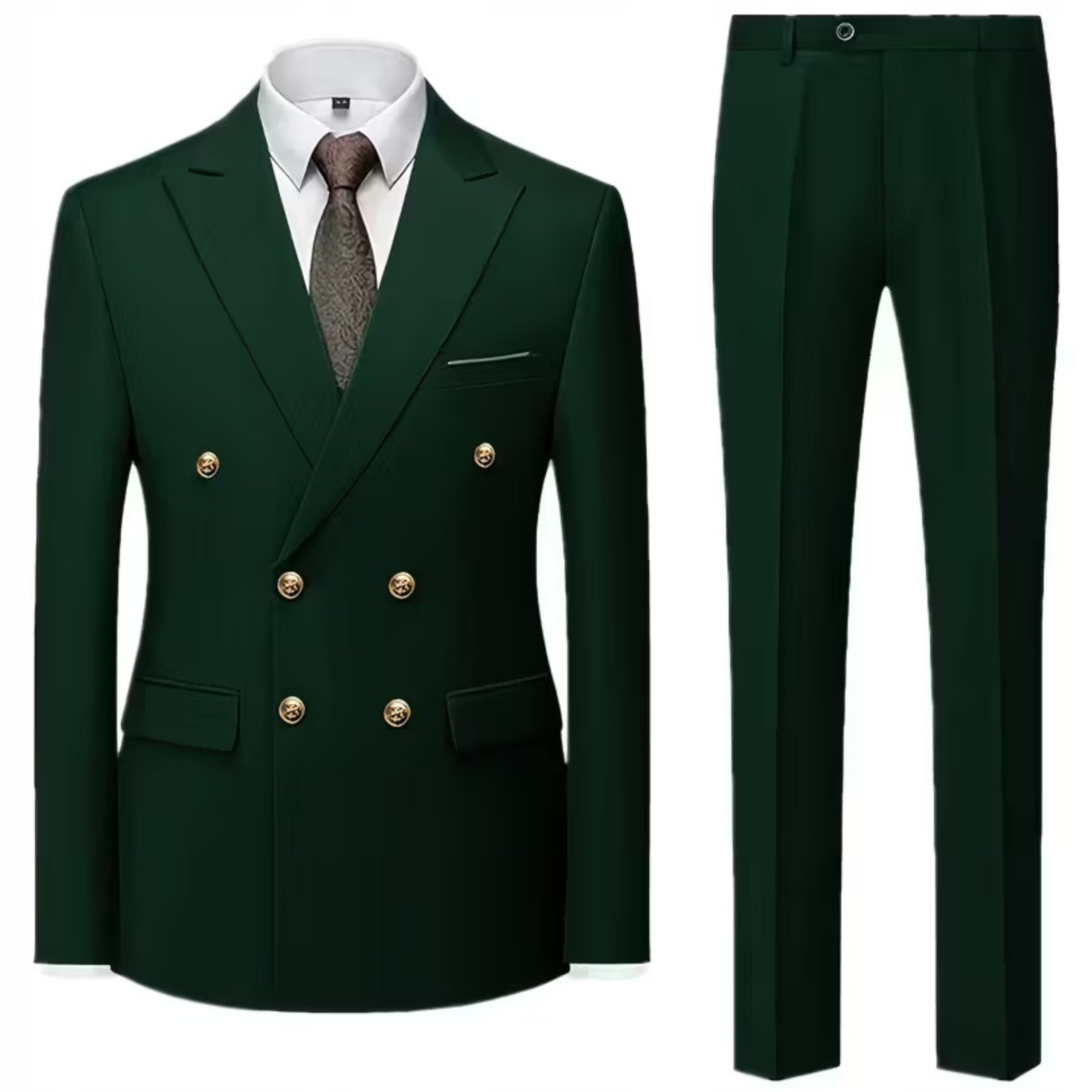 Męski Elegancki Garnitur Dwurzędowy z Wiskozą - Old Money