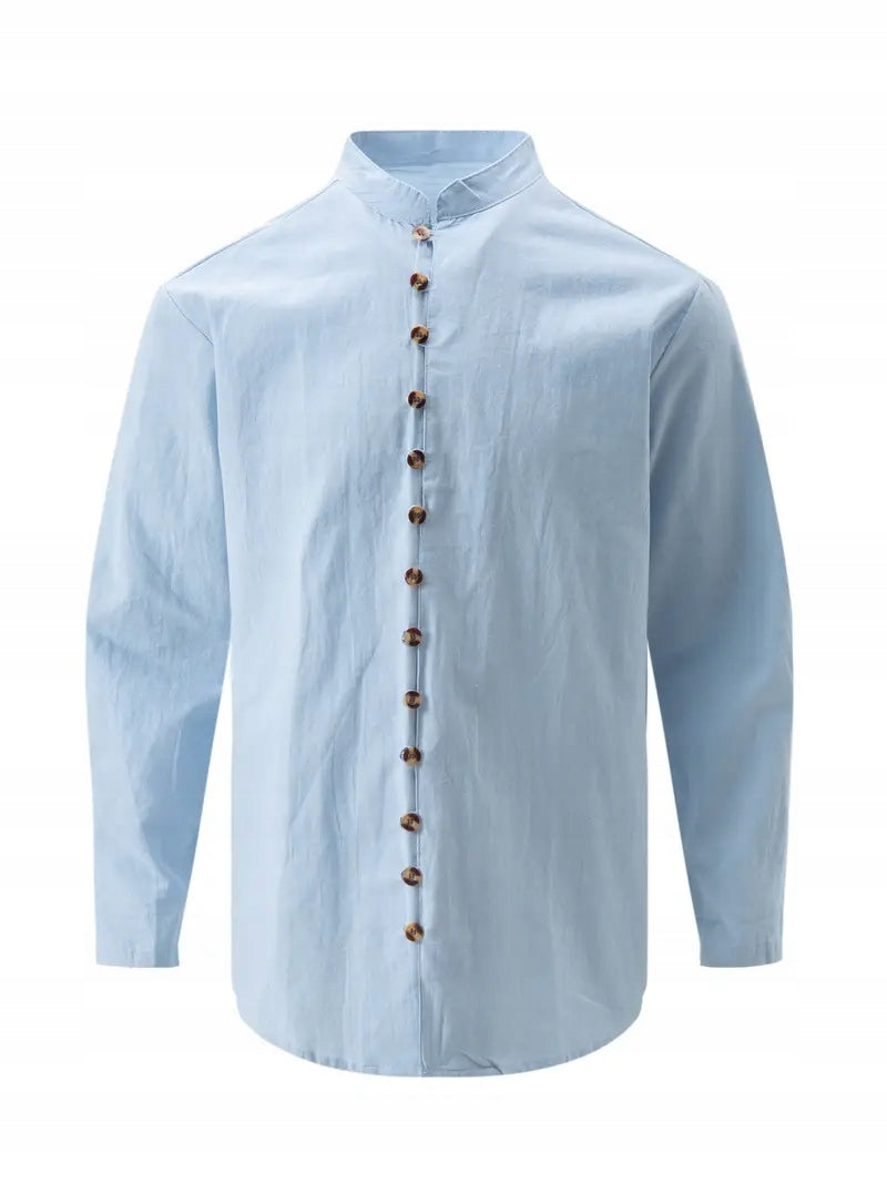 Męska Bawełniana Koszula Vintage z Długim Rękawem - Old Money