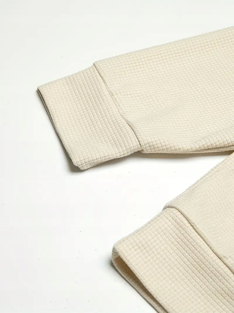 Męski Waflowy Komplet Bluza + Spodnie - Old Money