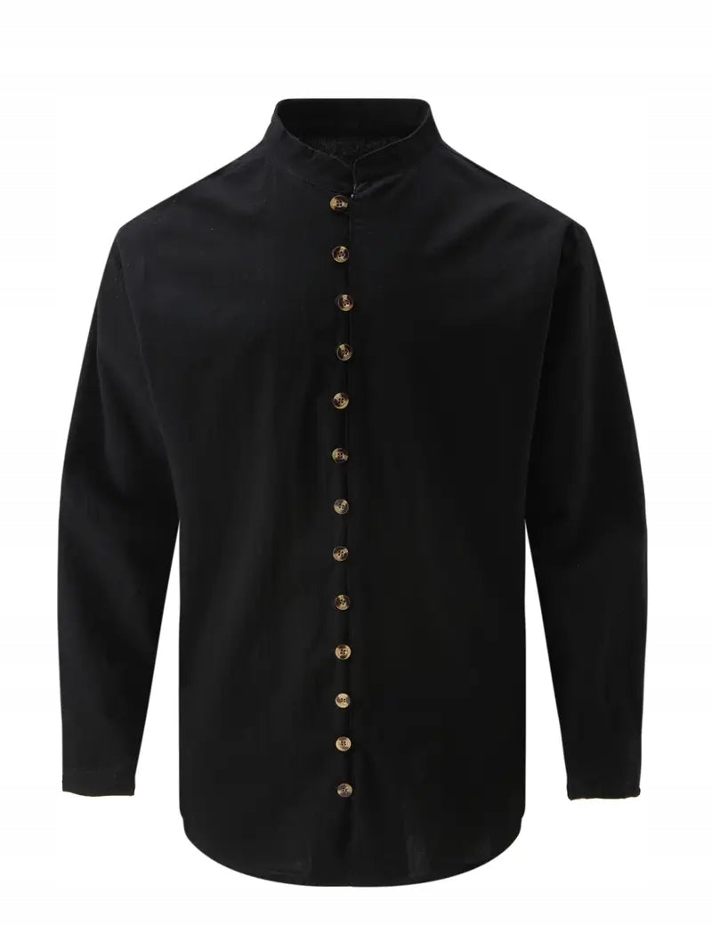 Męska Bawełniana Koszula Vintage z Długim Rękawem - Old Money