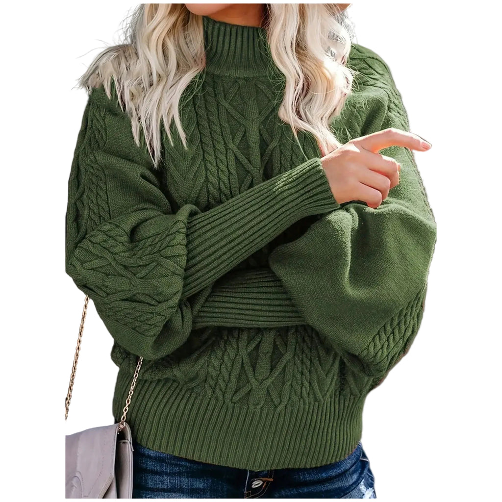 Damski Sweter z Półgolfem Geometryczny - Old Money