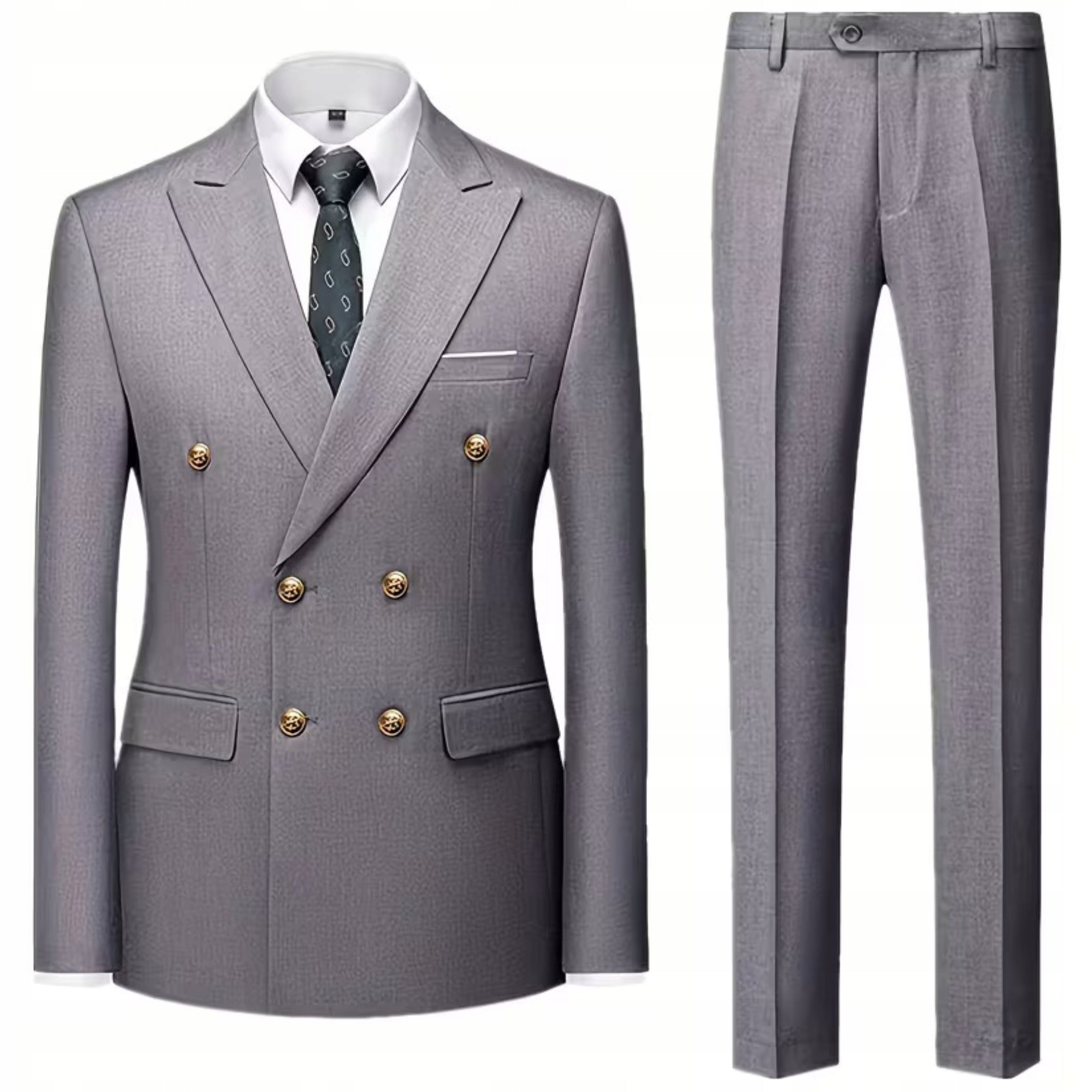 Męski Elegancki Garnitur Dwurzędowy z Wiskozą - Old Money