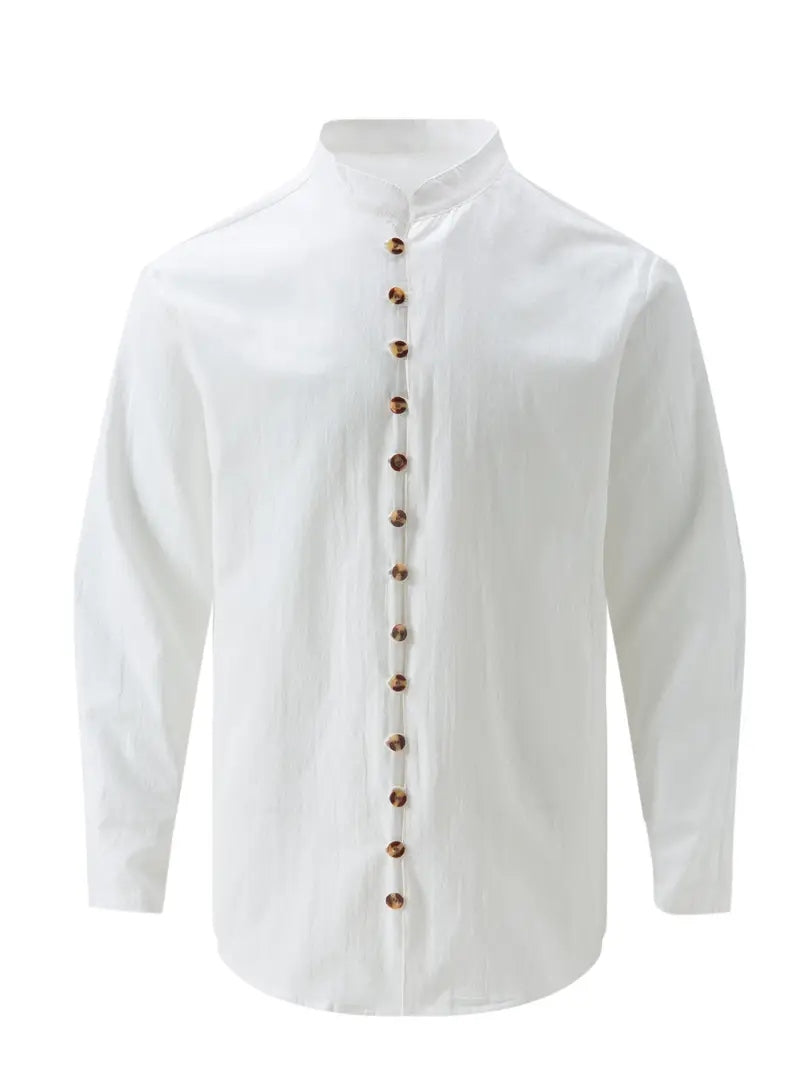 Męska Bawełniana Koszula Vintage z Długim Rękawem - Old Money
