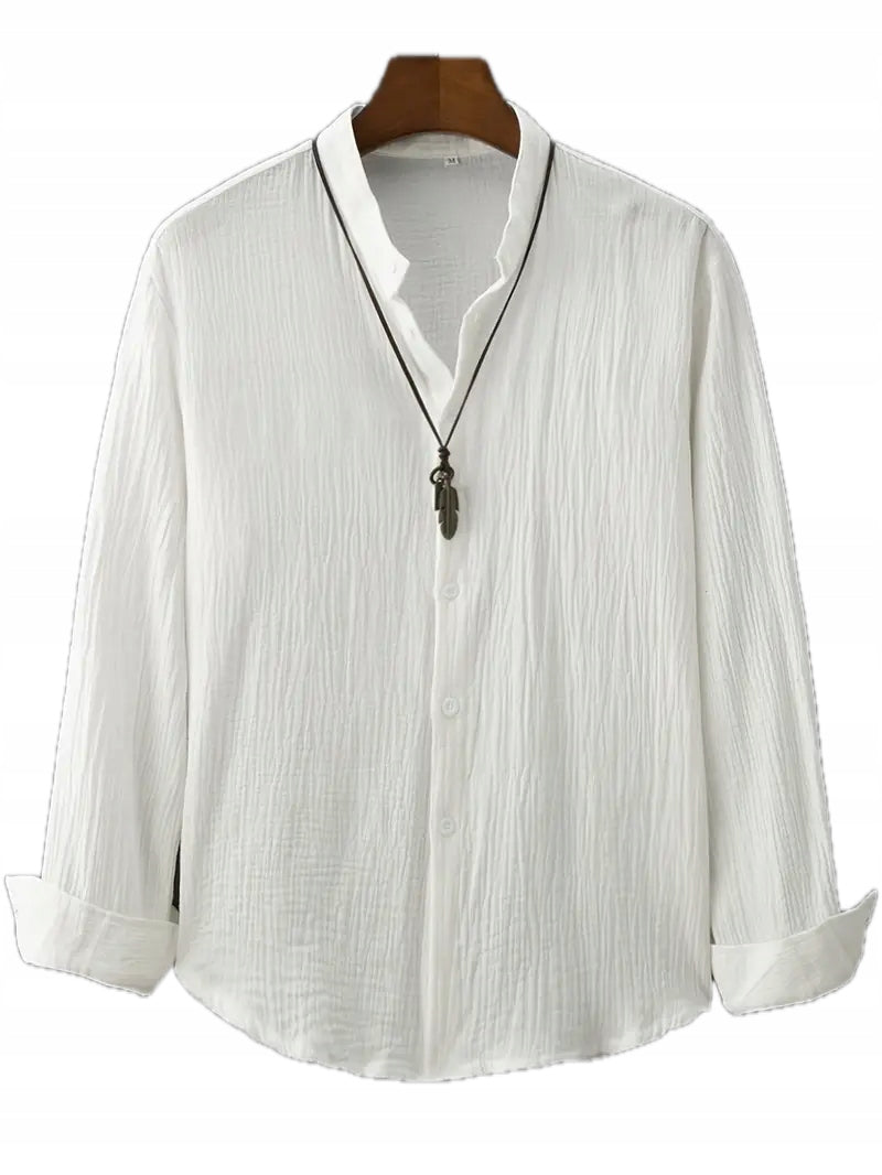 Męska Koszula z Kołnierzykiem Mandaryńskim - Old Money