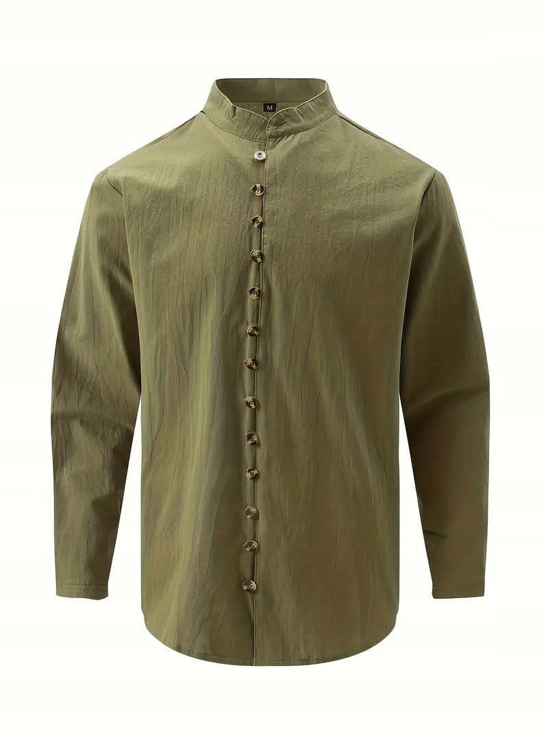 Męska Bawełniana Koszula Vintage z Długim Rękawem - Old Money