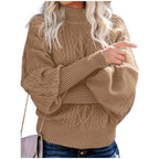 Damski Sweter z Półgolfem Geometryczny - Old Money