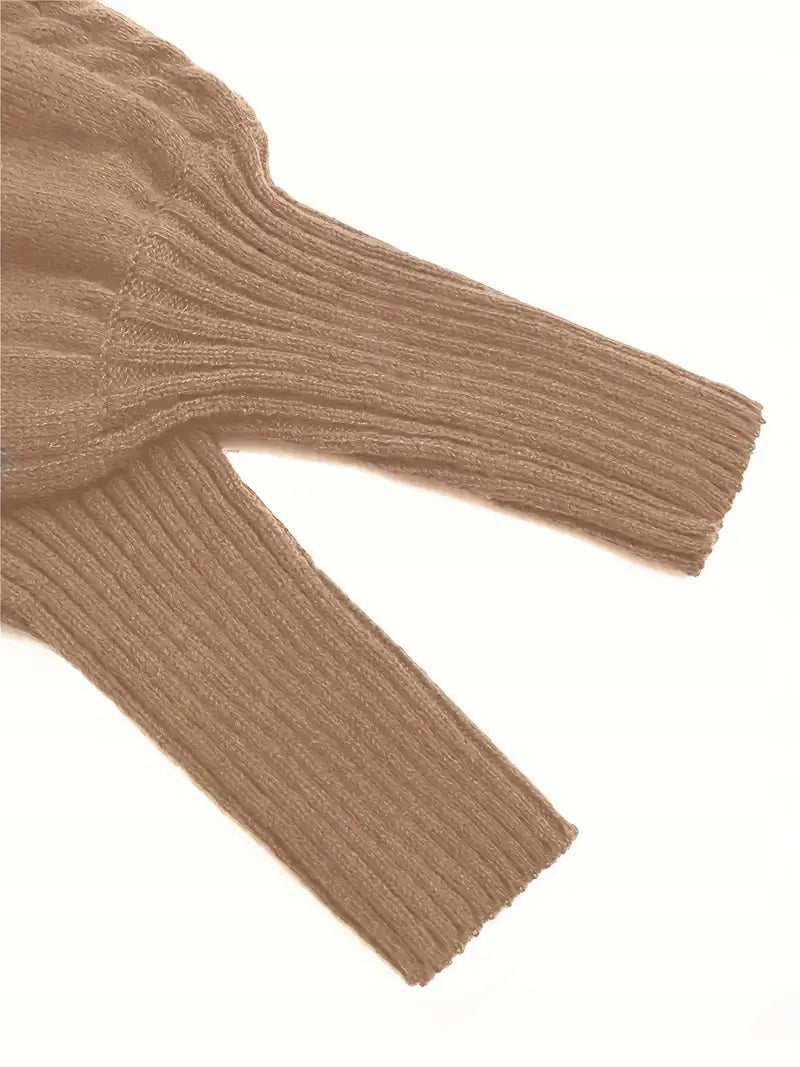 Damski Sweter z Półgolfem Geometryczny - Old Money