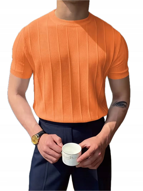 Koszulka Męska Bawełna Tekstura Klasyka - Old Money