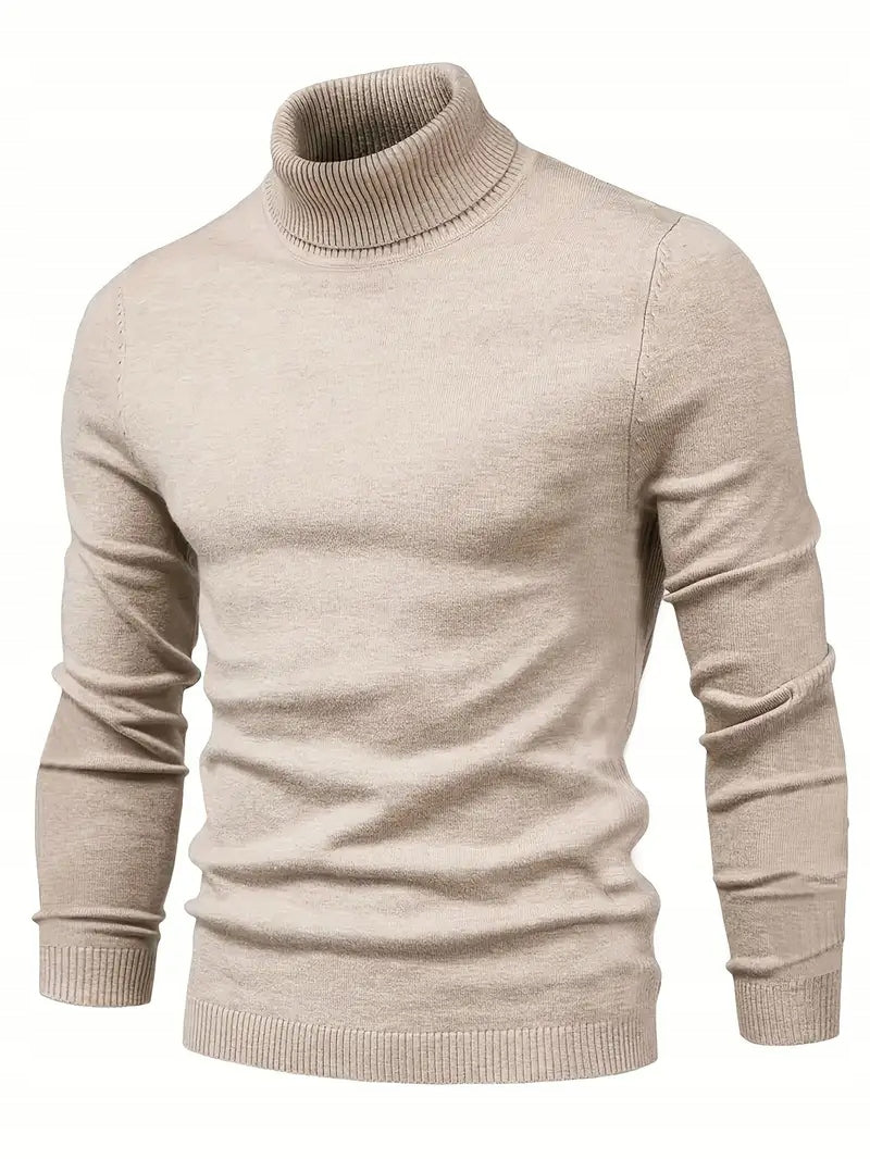 Męski Sweter Golf Wiskoza, Slim Fit - Old Money