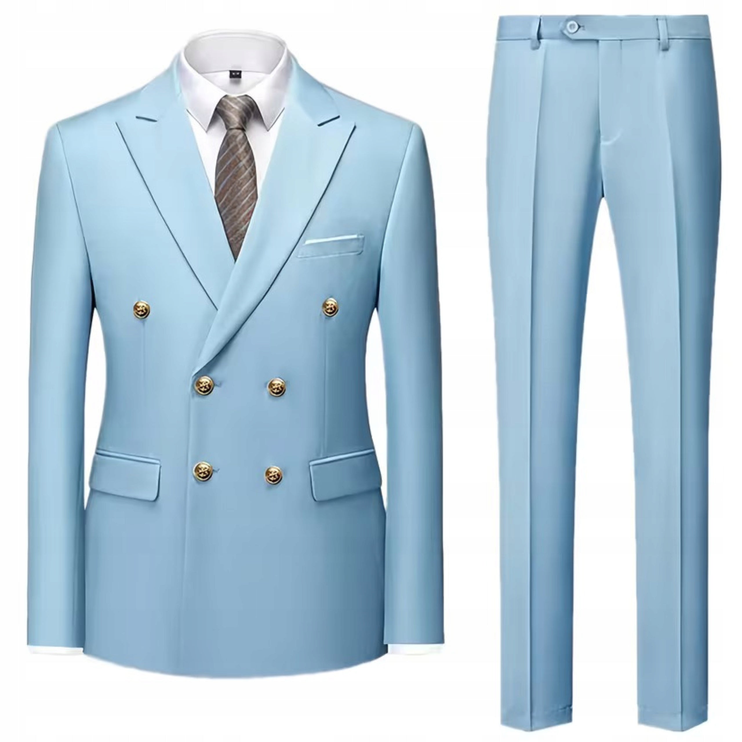 Męski Elegancki Garnitur Dwurzędowy z Wiskozą - Old Money