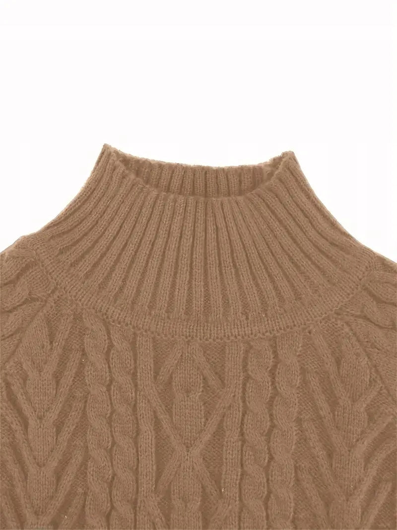 Damski Sweter z Półgolfem Geometryczny - Old Money