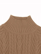 Damski Sweter z Półgolfem Geometryczny - Old Money