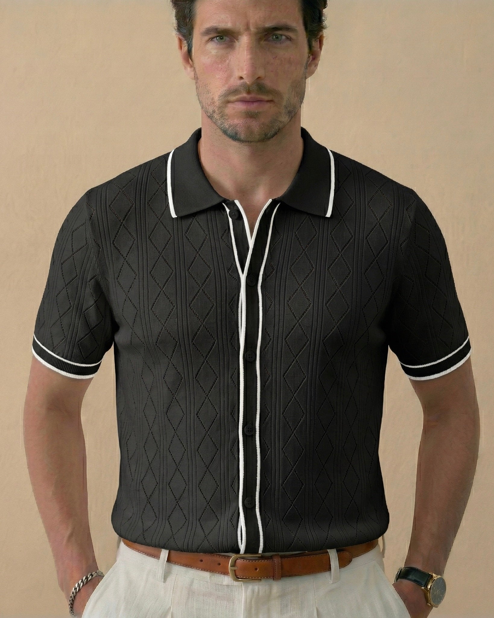 Męska Koszula Polo z Wiskozą