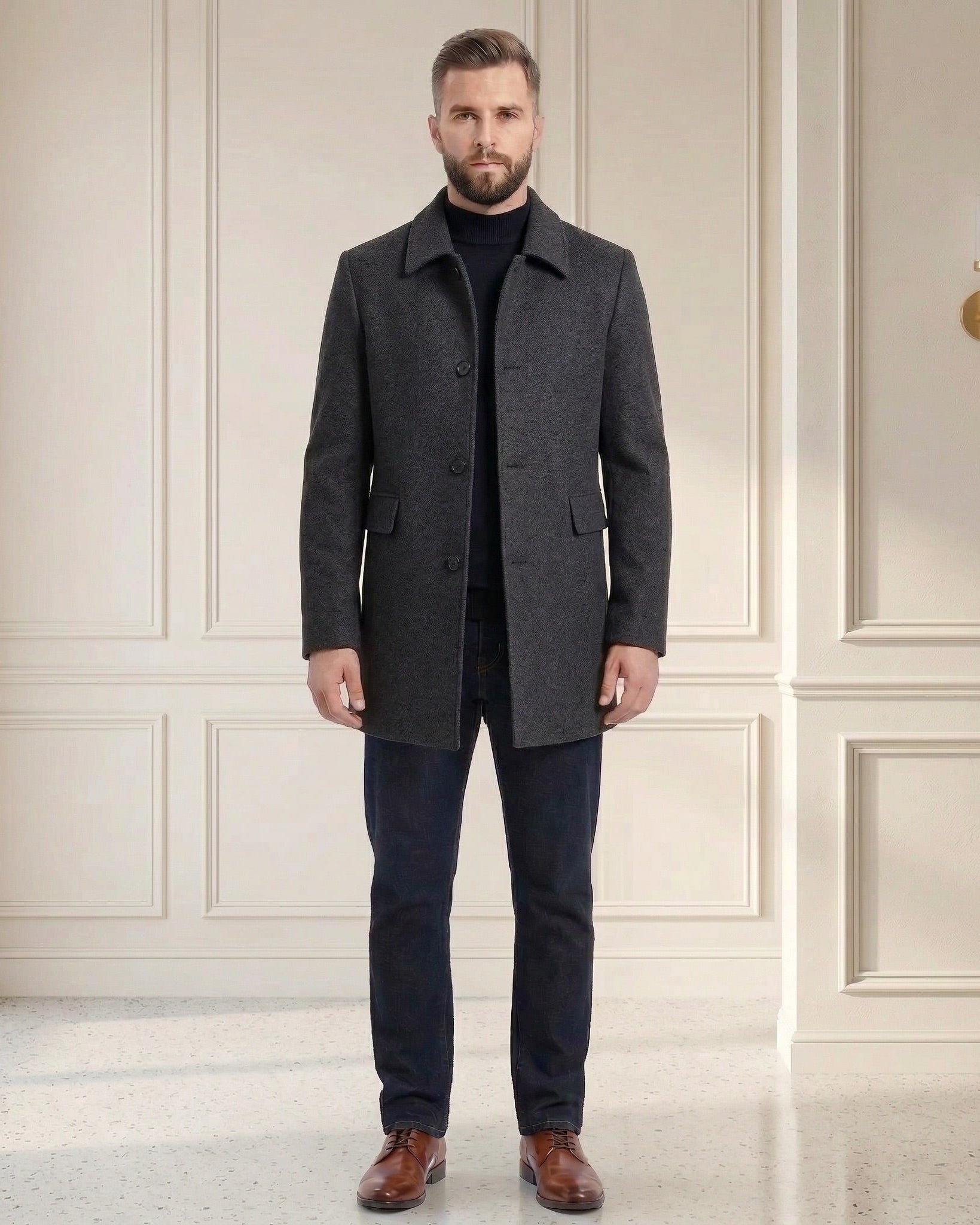 Męski Krótki Płaszcz