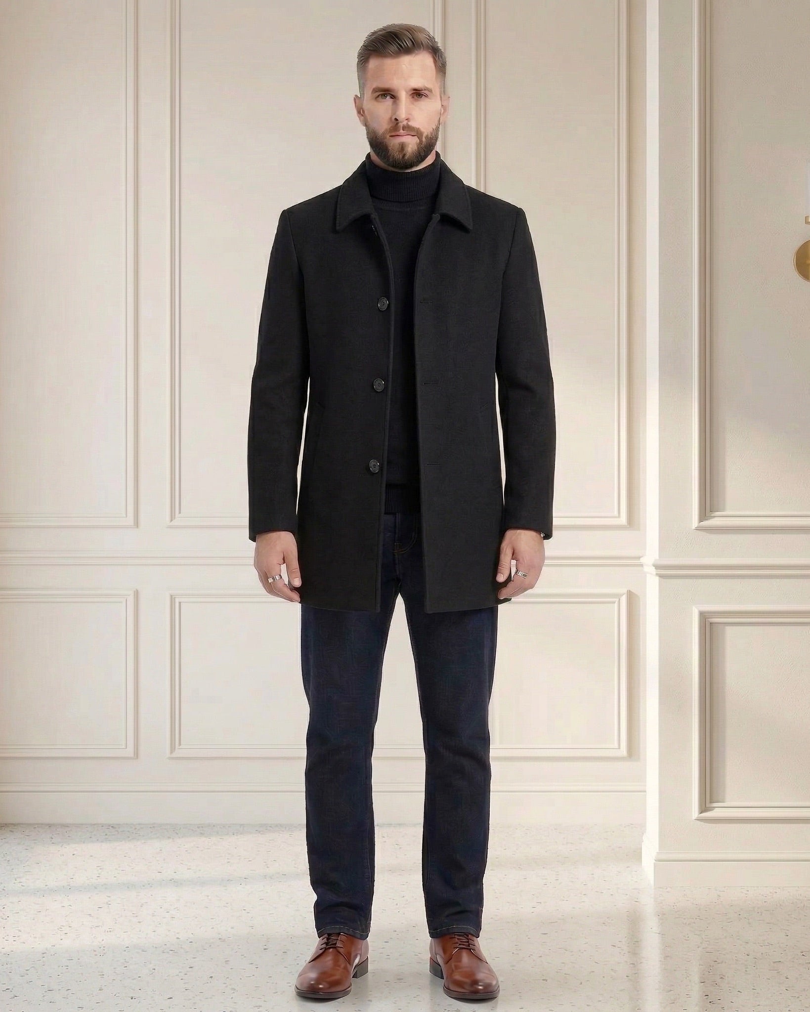 Męski Krótki Płaszcz