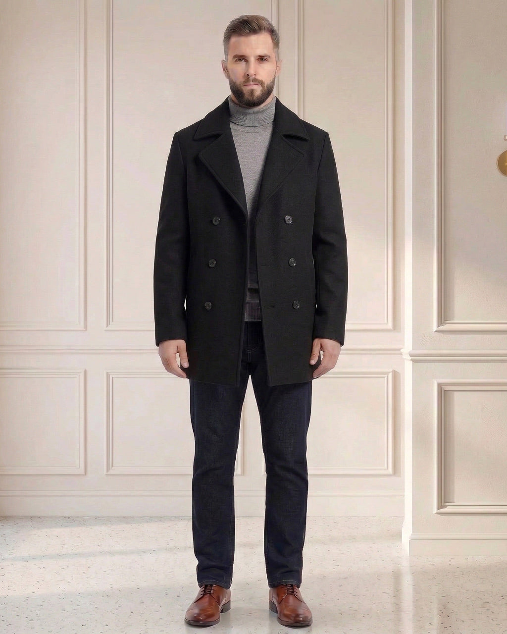 Męski Płaszcz Dwurzędowy