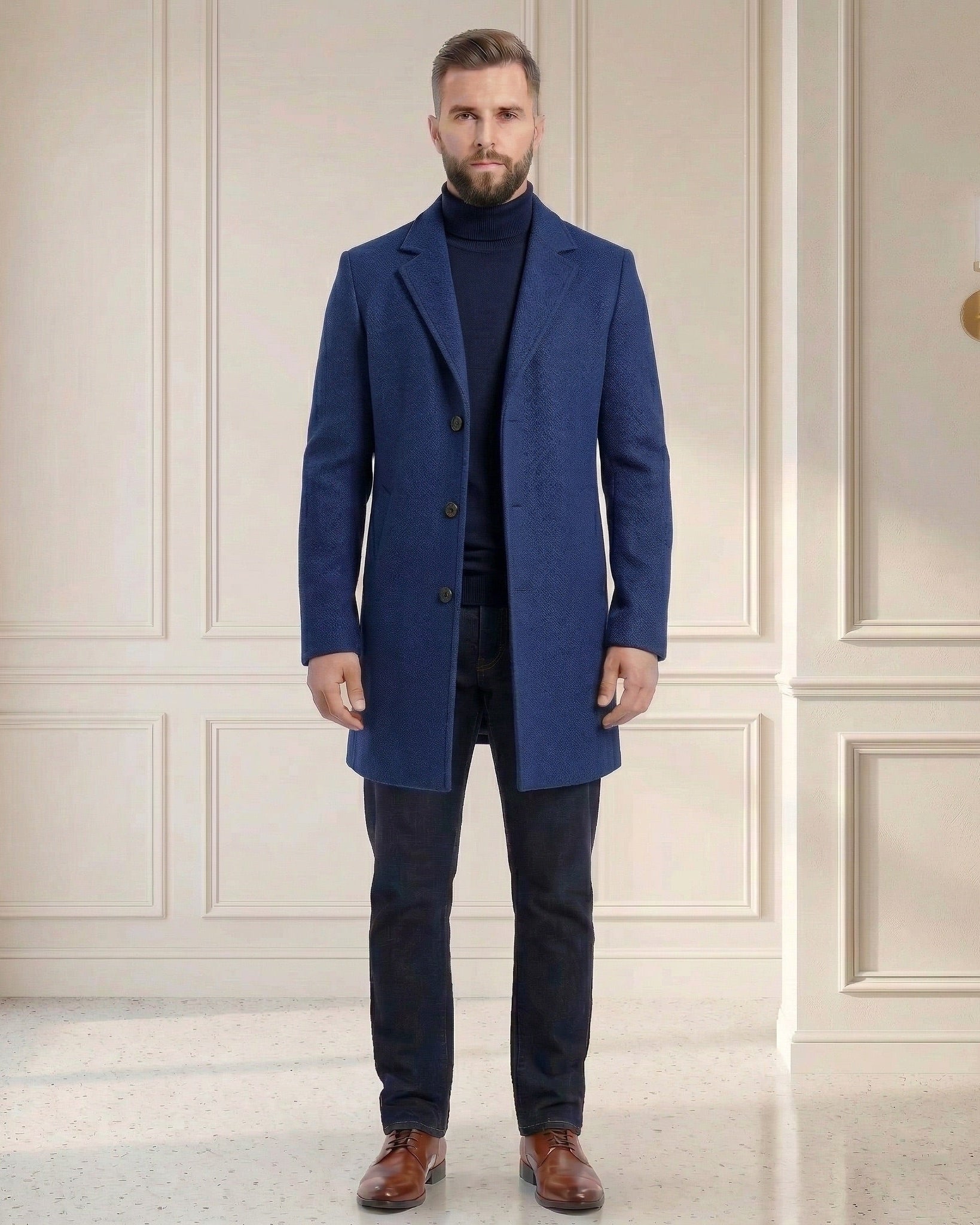 Męski Płaszcz Jednorzędowy