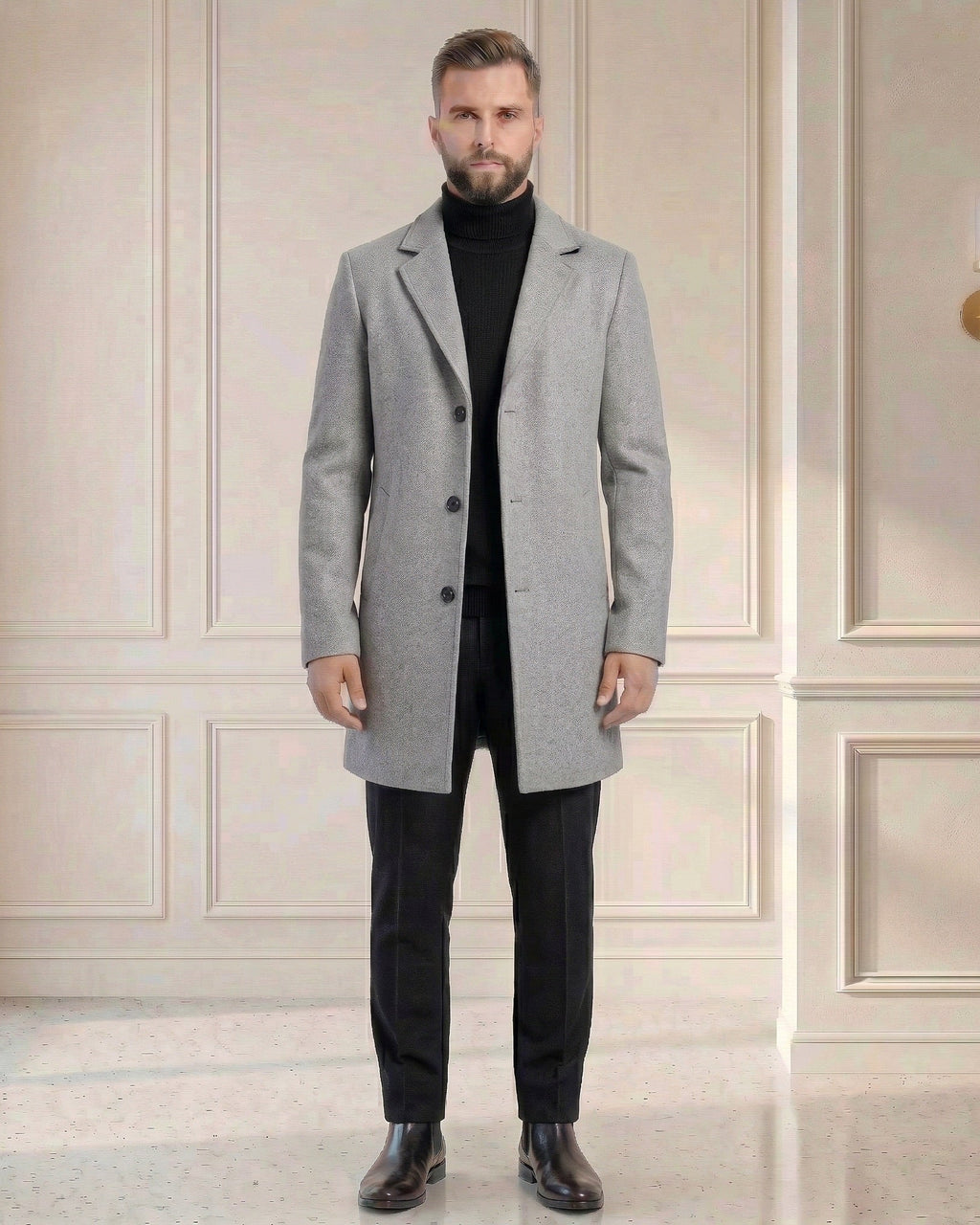 Męski Płaszcz Jednorzędowy