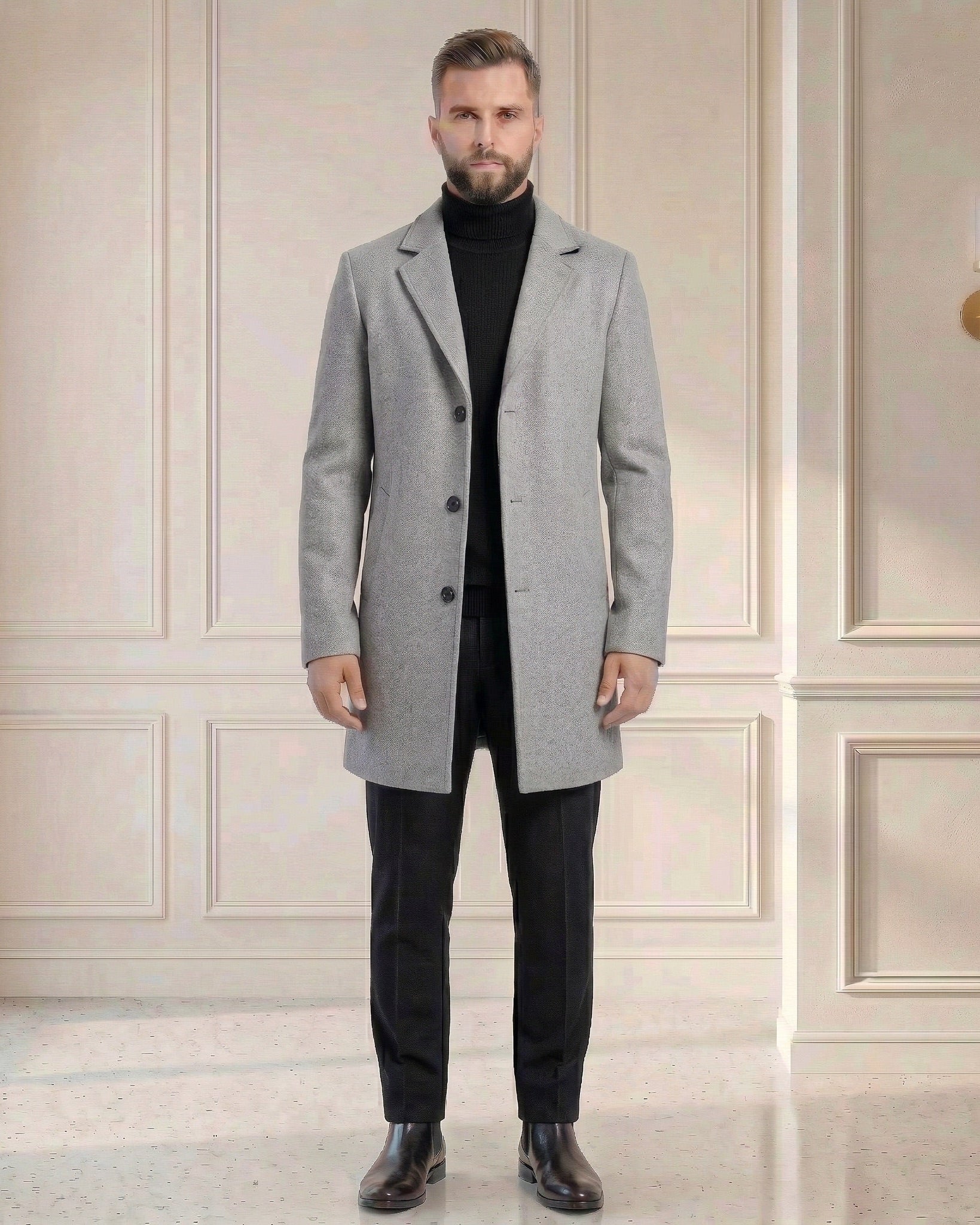 Męski Płaszcz Jednorzędowy