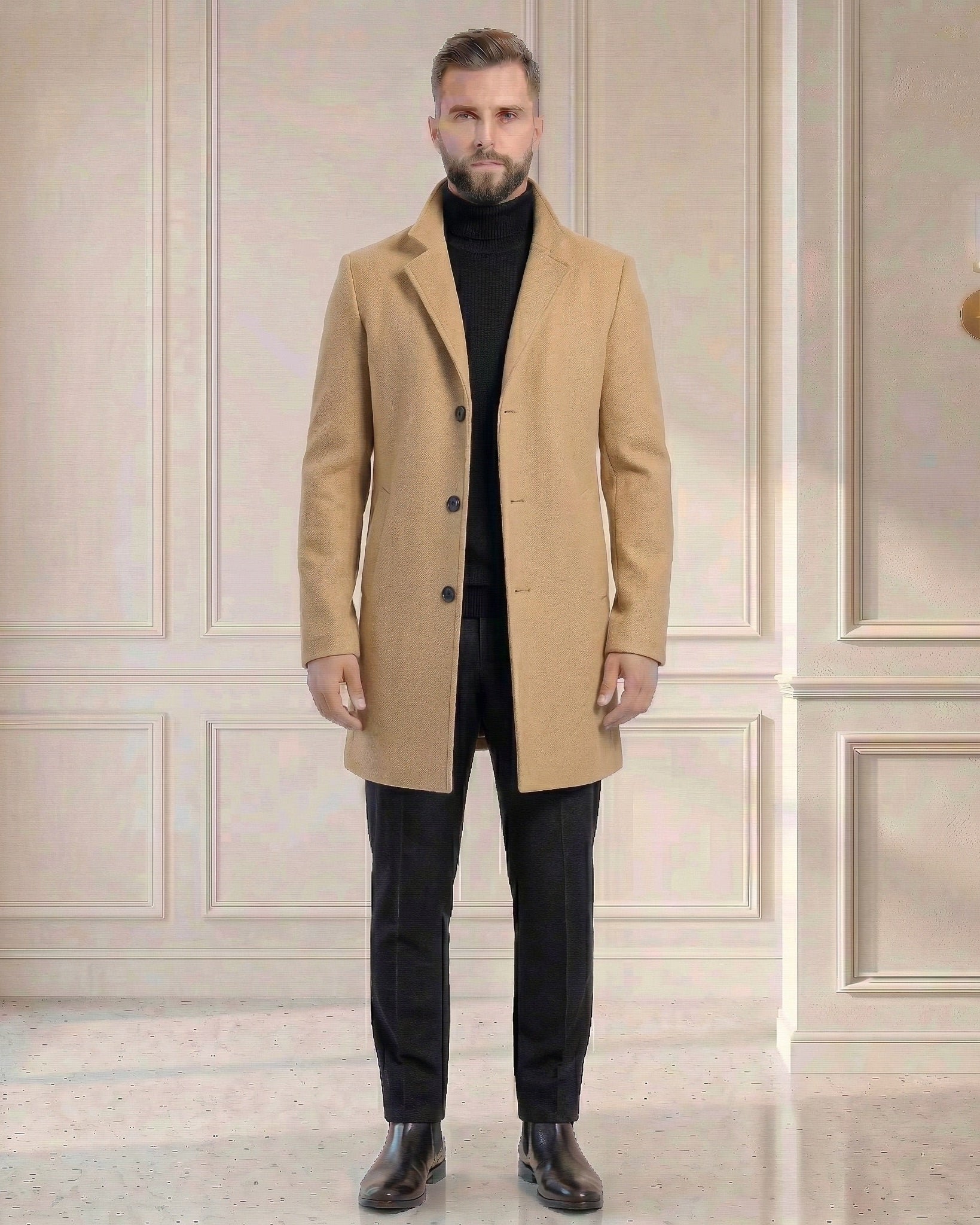 Męski Płaszcz Jednorzędowy