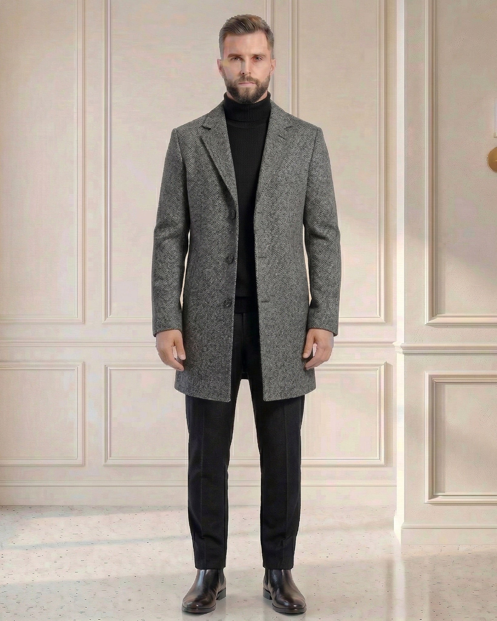 Męski Płaszcz Jednorzędowy