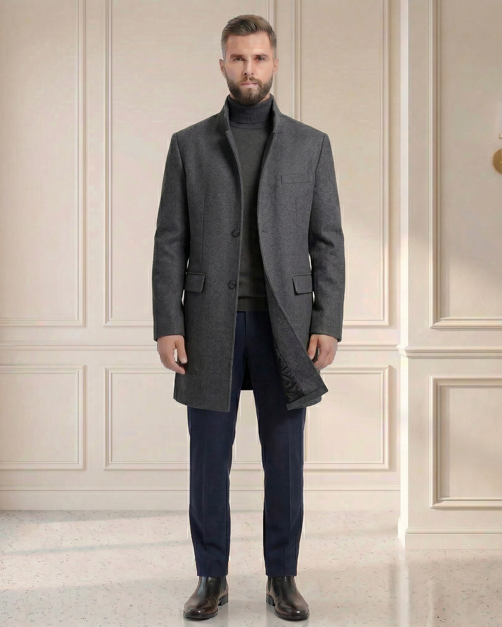 Męski Płaszcz z Wełną