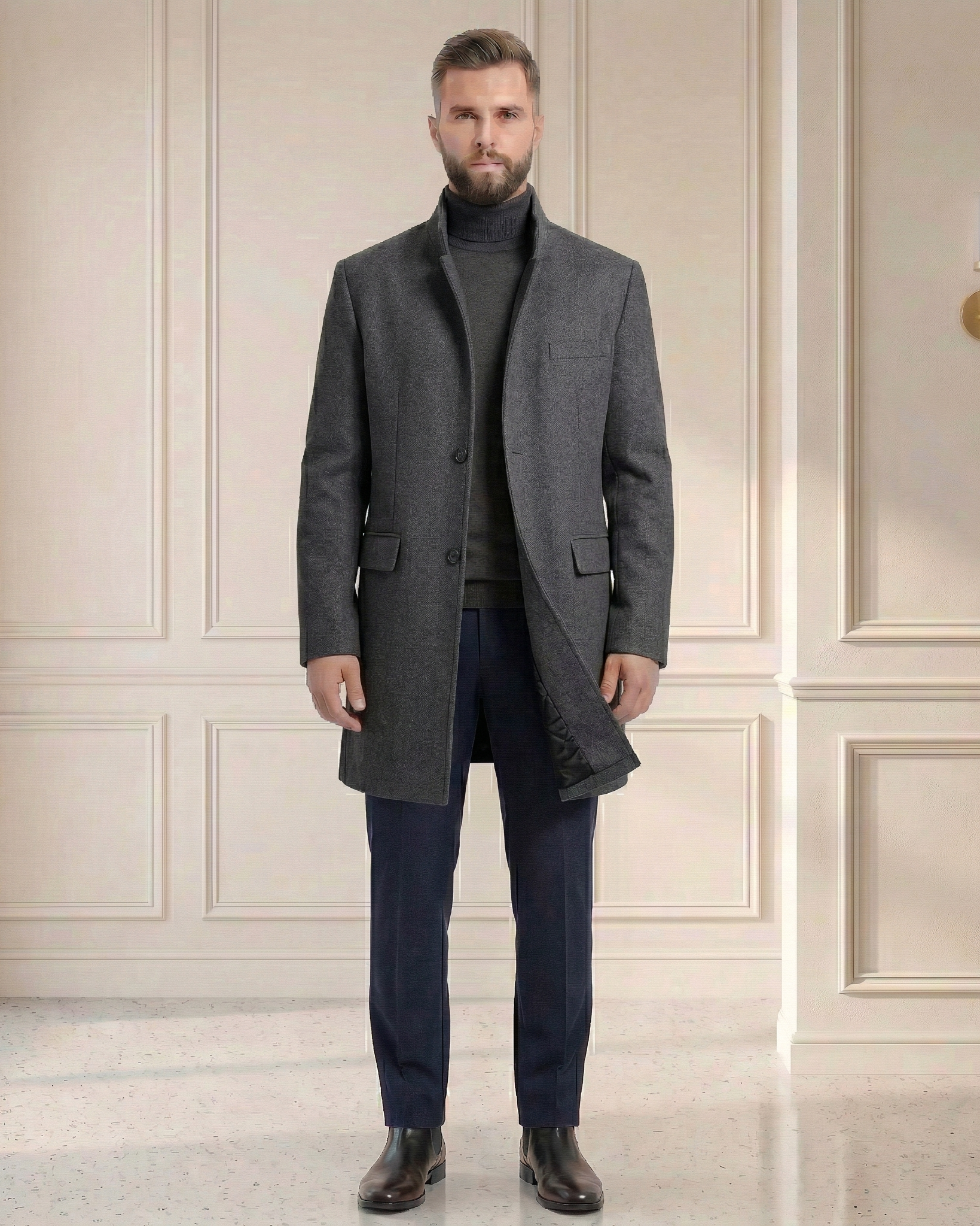 Męski Płaszcz z Wełną