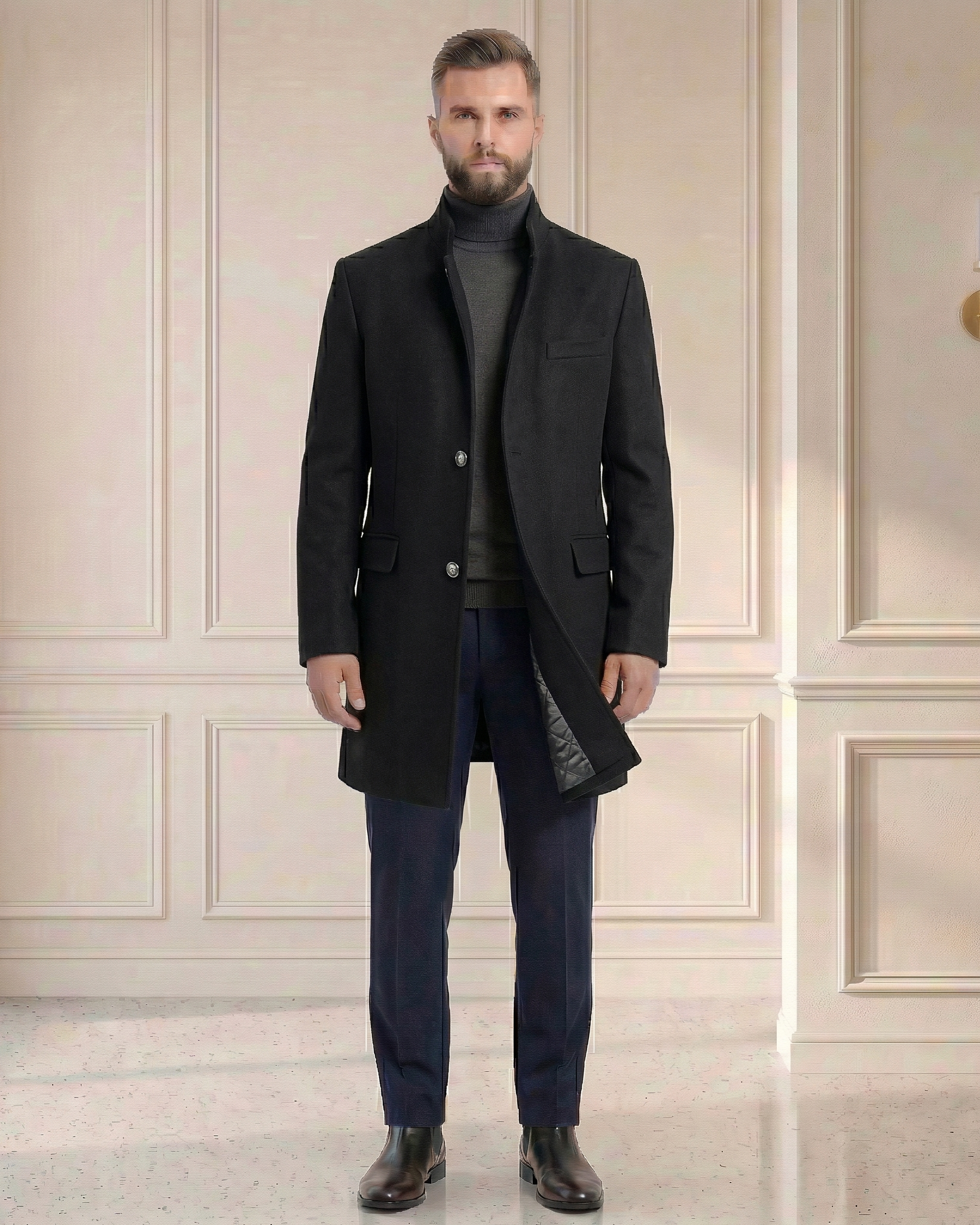 Męski Płaszcz z Wełną