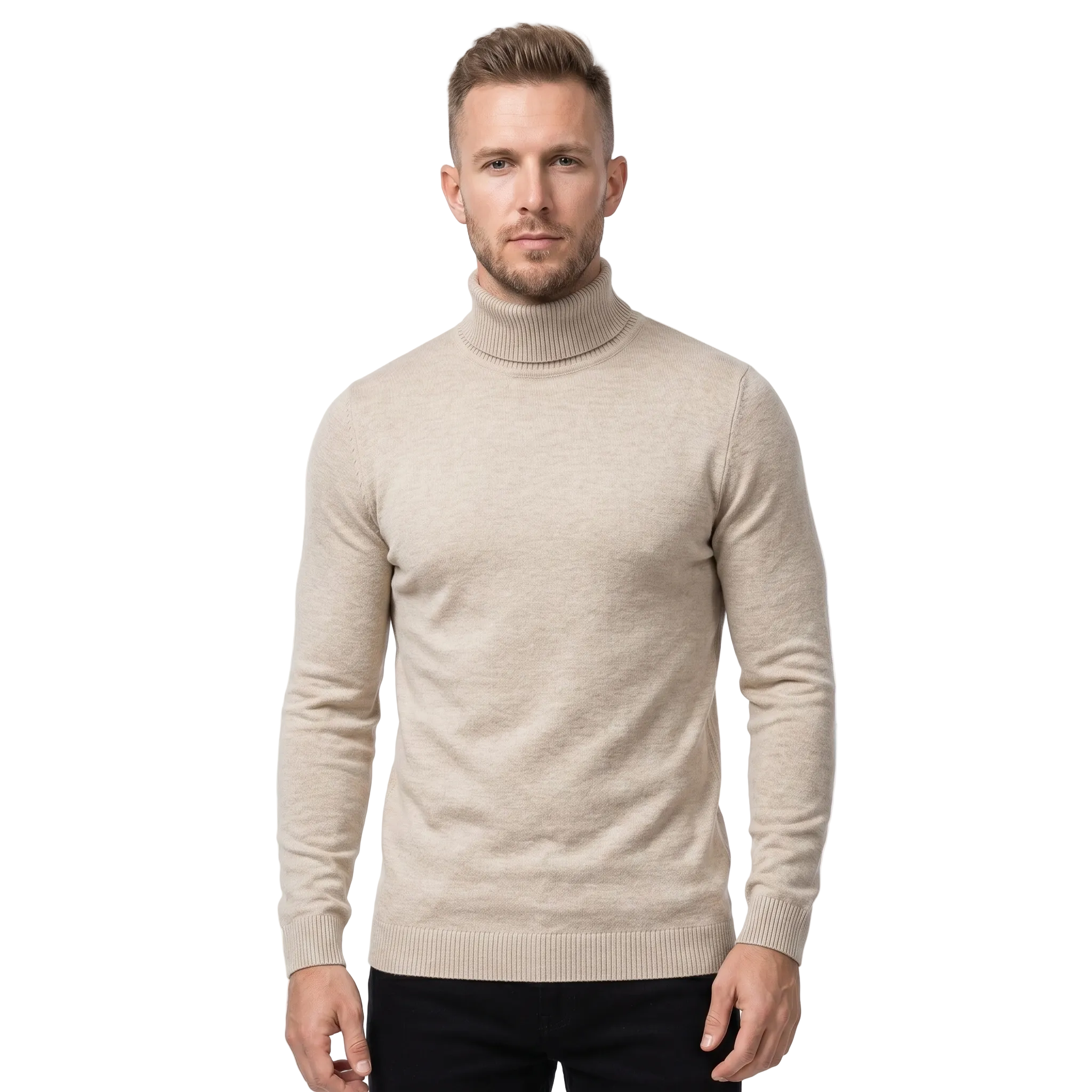 Męski Sweter Golf z Wiskozą