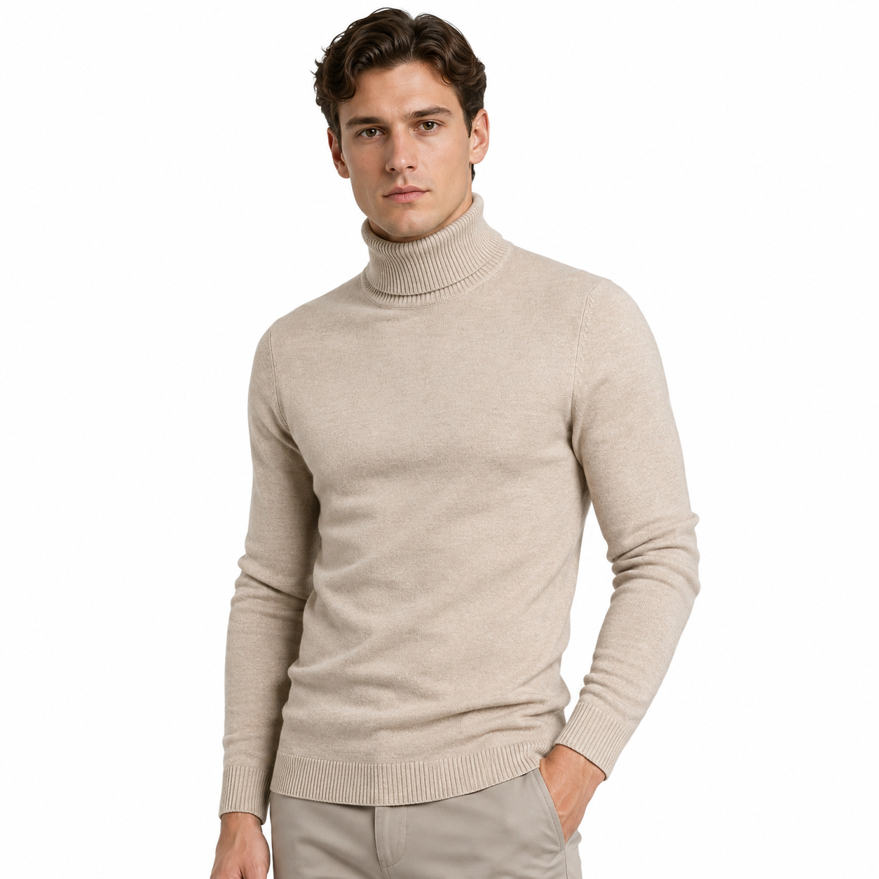 Męski Sweter Golf z Wiskozą