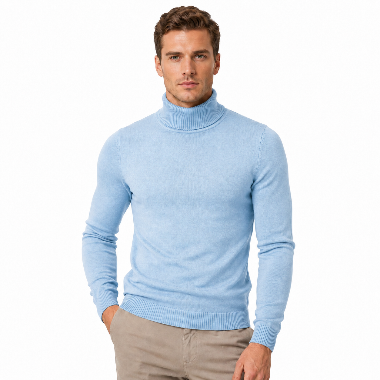 Męski Sweter Golf z Wiskozą
