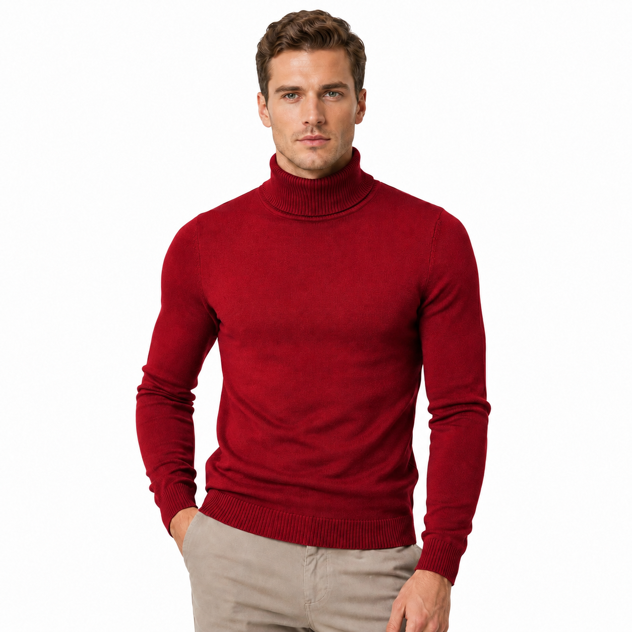 Męski Sweter Golf z Wiskozą