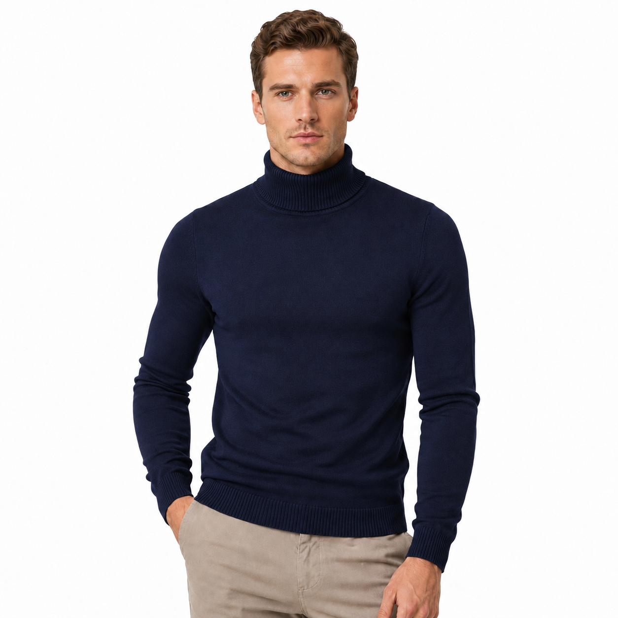 Męski Sweter Golf z Wiskozą
