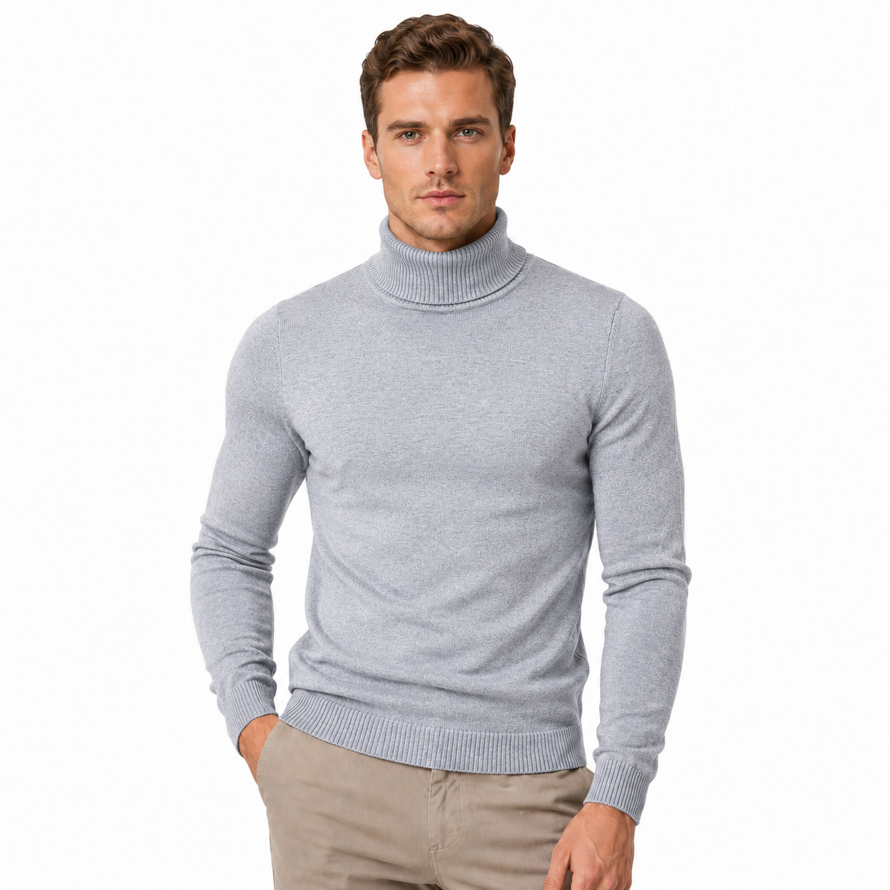 Męski Sweter Golf z Wiskozą