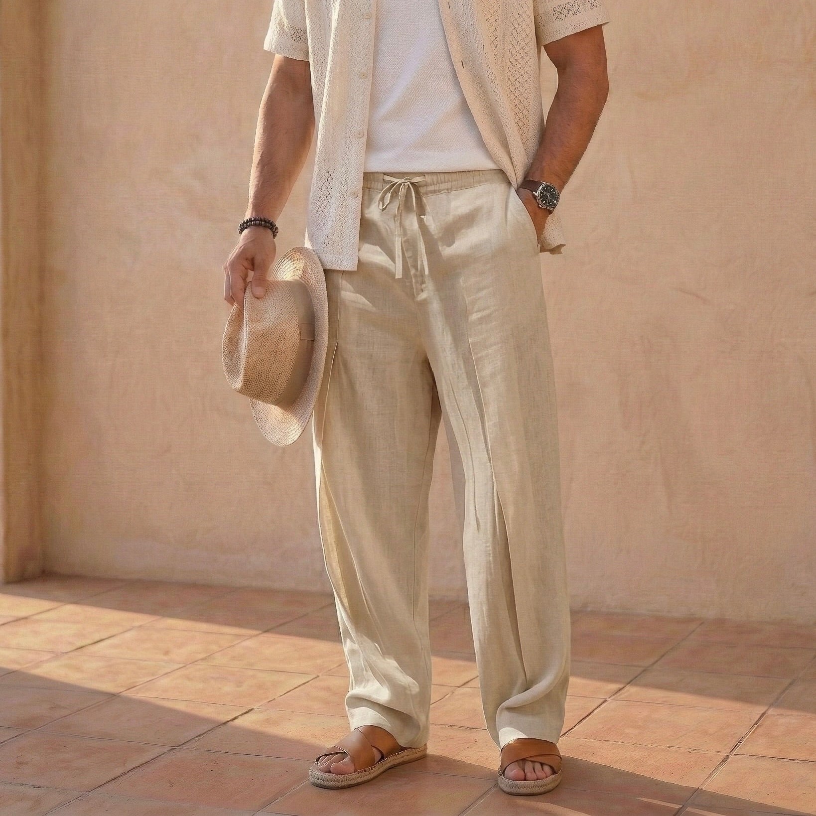 Męskie Spodnie z Lnem