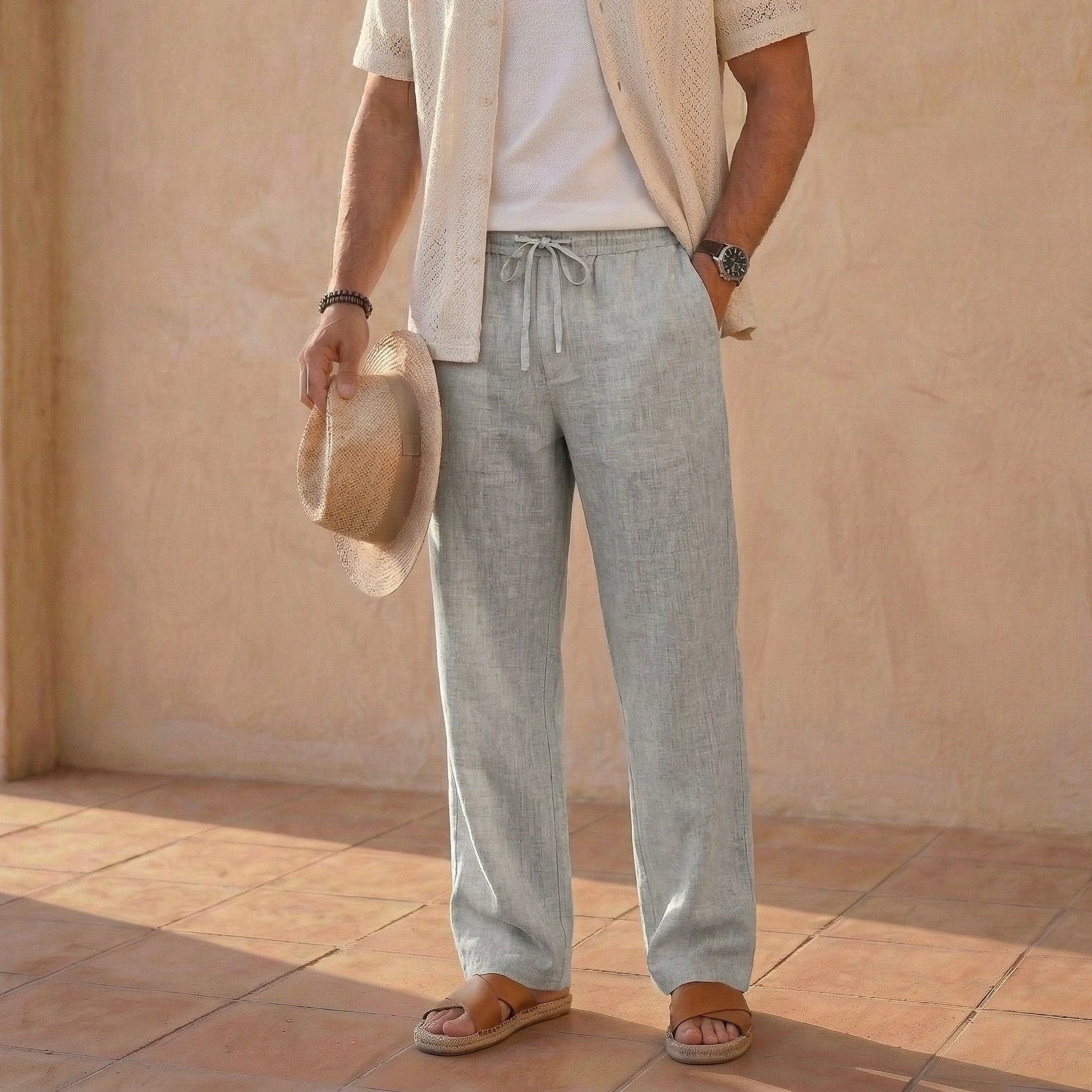 Męskie Spodnie z Lnem