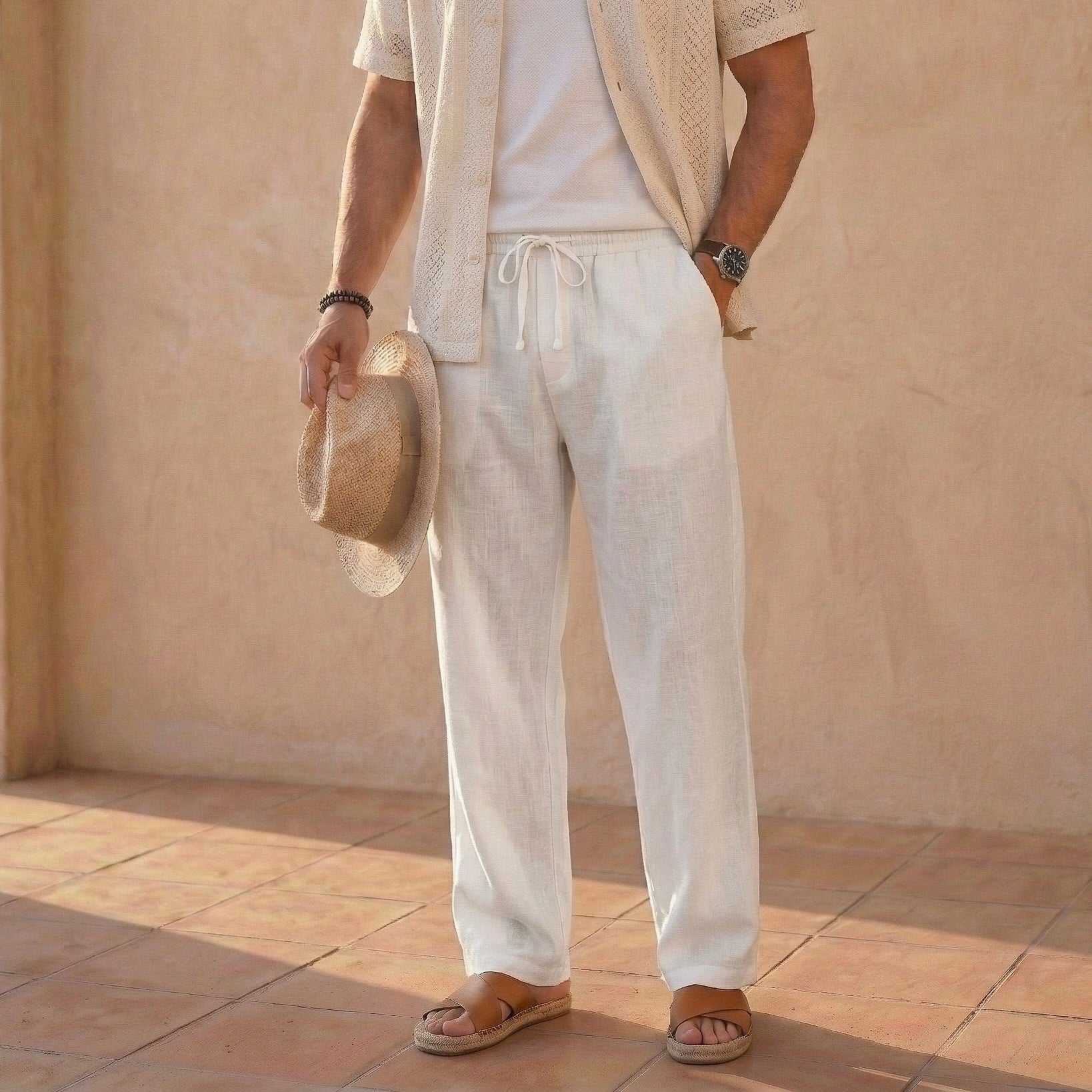 Męskie Spodnie z Lnem